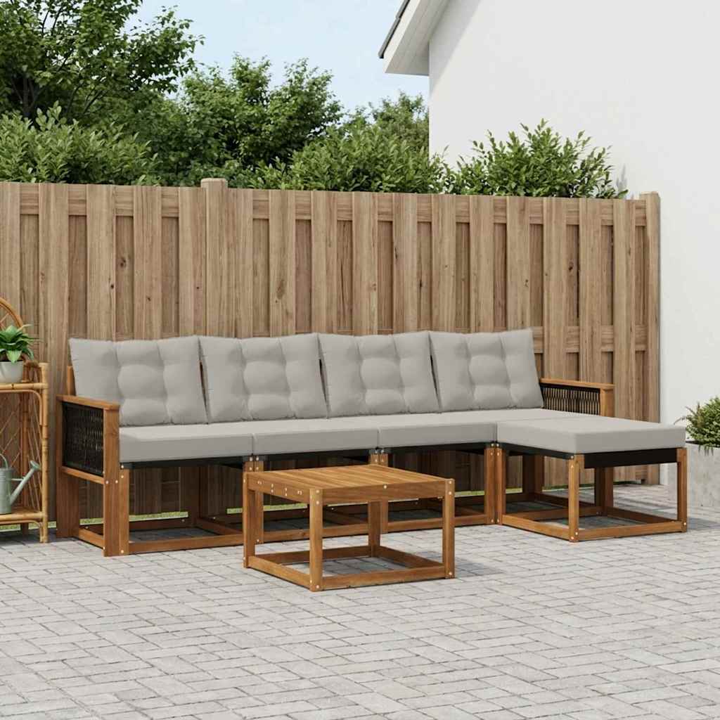 vidaXL Zestaw sof na zewnątrz z poduszką 6 pcs Naturalny i jasnoszary