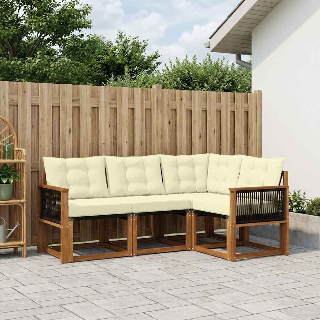 vidaXL Zestaw sof na zewnątrz z poduszką 4 pcs Naturalny i Kremowy