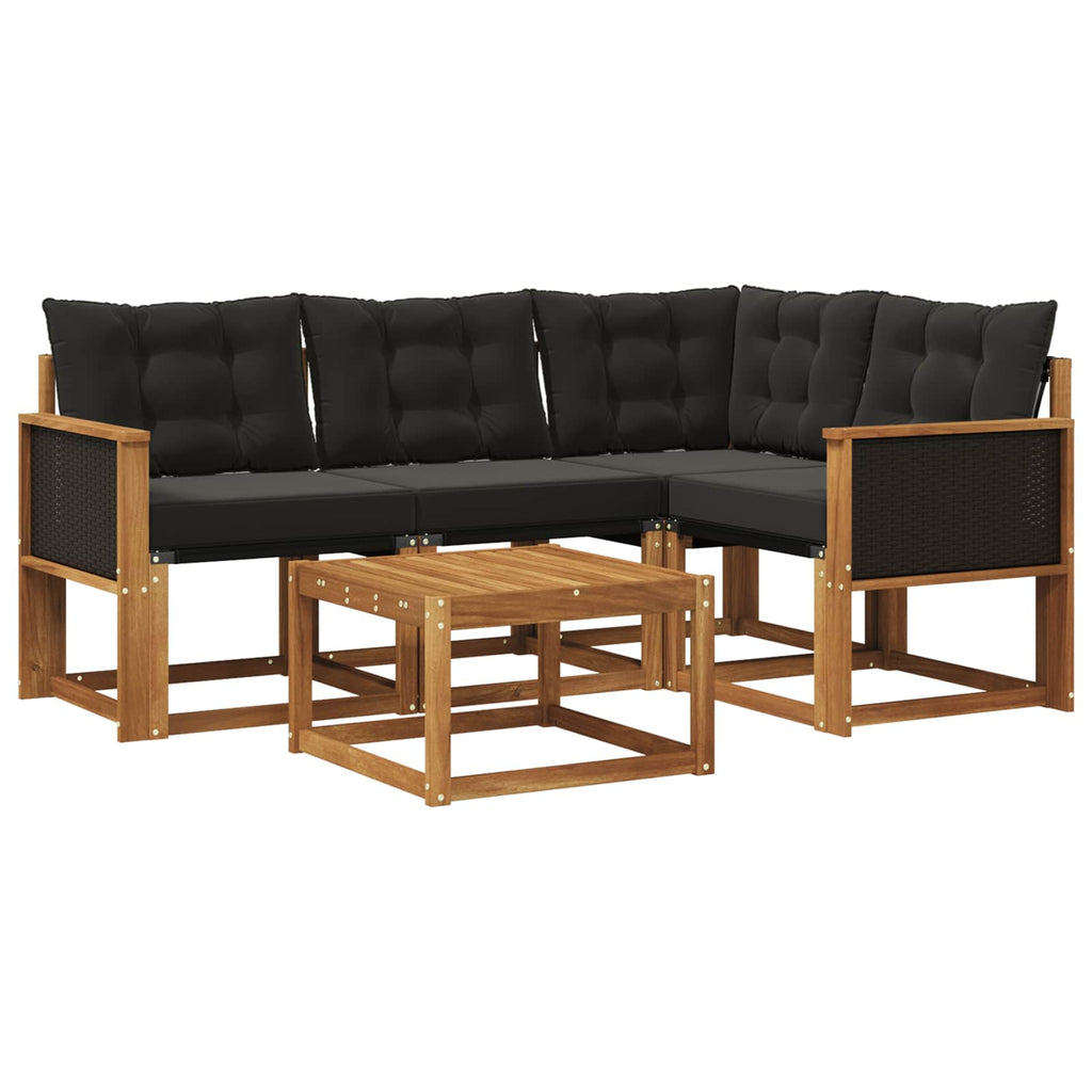 vidaXL Zestaw sof na zewnątrz z poduszką 5 pcs Naturalny i czarny