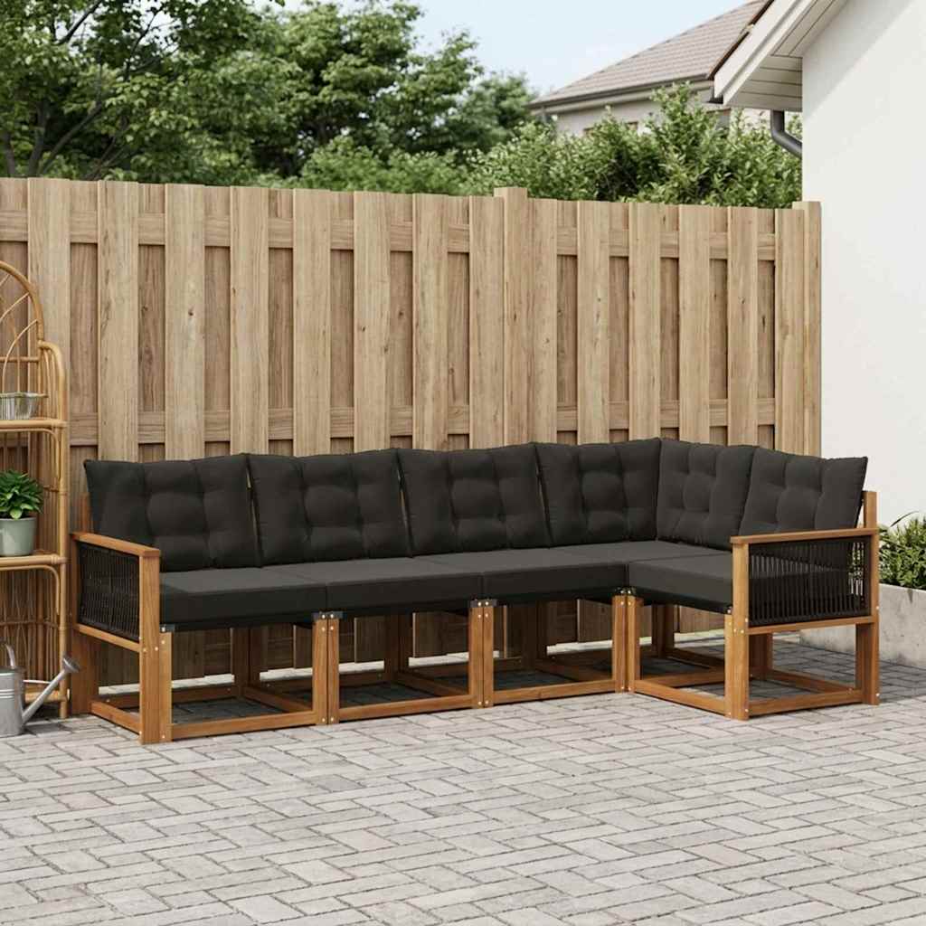 vidaXL Zestaw sof na zewnątrz z poduszką 5 pcs Naturalny i czarny