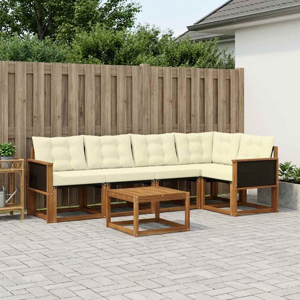 vidaXL Zestaw sof na zewnątrz z poduszką 6 pcs Naturalny i Kremowy