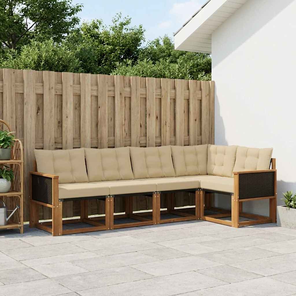 vidaXL Zestaw sof na zewnątrz z poduszką 6 pcs Naturalny i Beżowy
