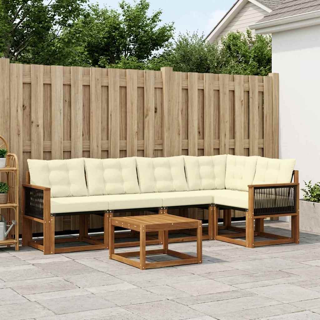 vidaXL Zestaw sof na zewnątrz z poduszką 6 pcs Naturalny i Kremowy