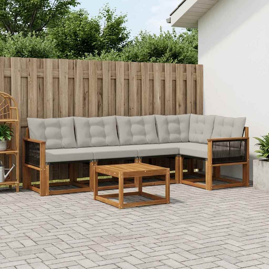 vidaXL Zestaw sof na zewnątrz z poduszką 6 pcs Naturalny i jasnoszary