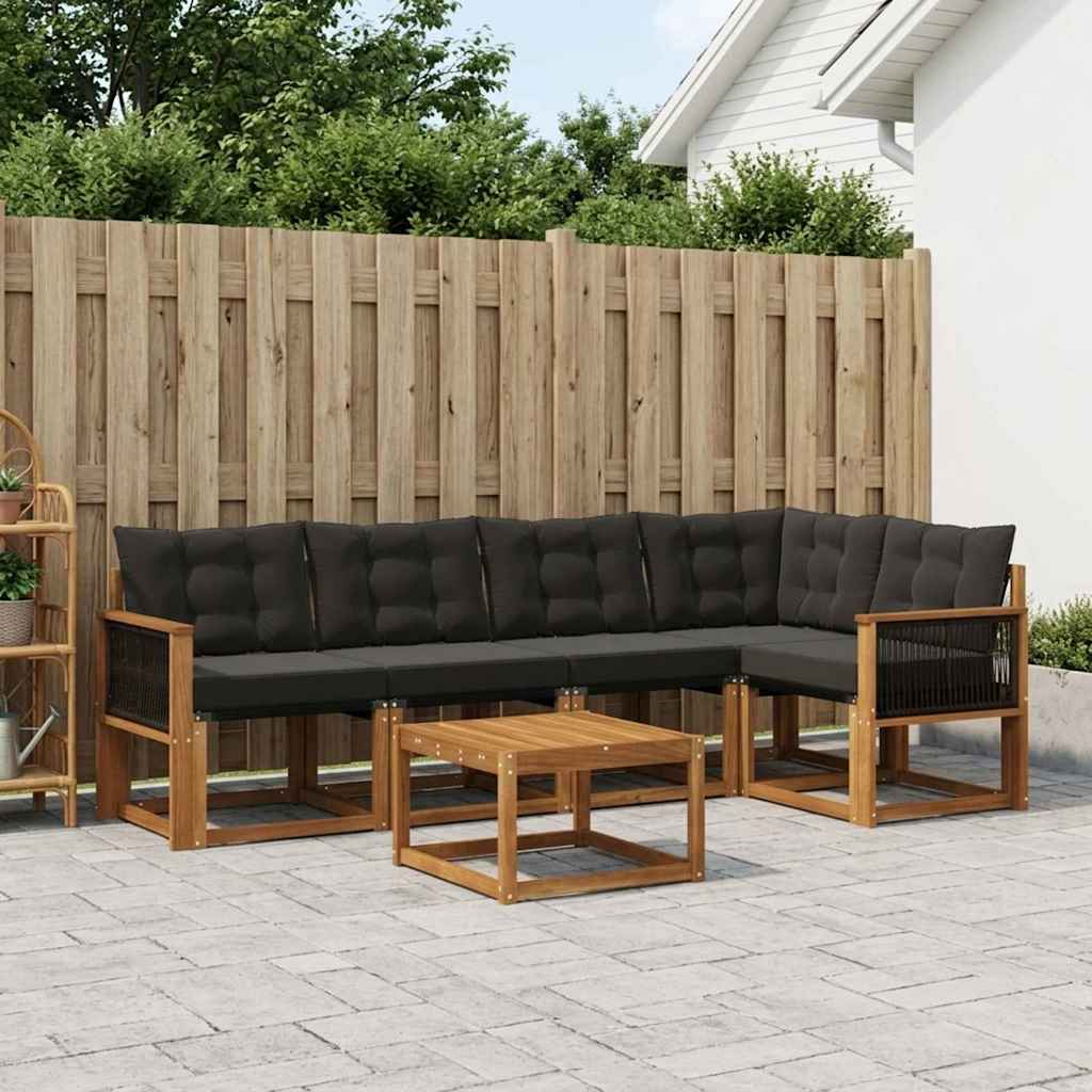 vidaXL Zestaw sof na zewnątrz z poduszką 6 pcs Naturalny i czarny