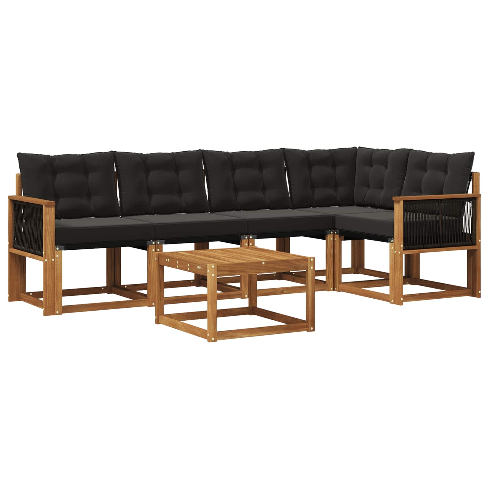 vidaXL Zestaw sof na zewnątrz z poduszką 6 pcs Naturalny i czarny