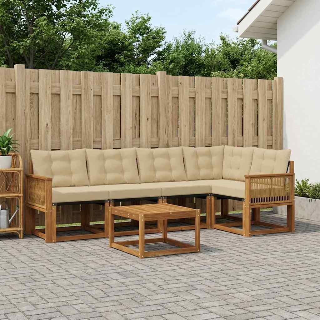 vidaXL Zestaw sof na zewnątrz z poduszką 6 pcs Naturalny i Beżowy