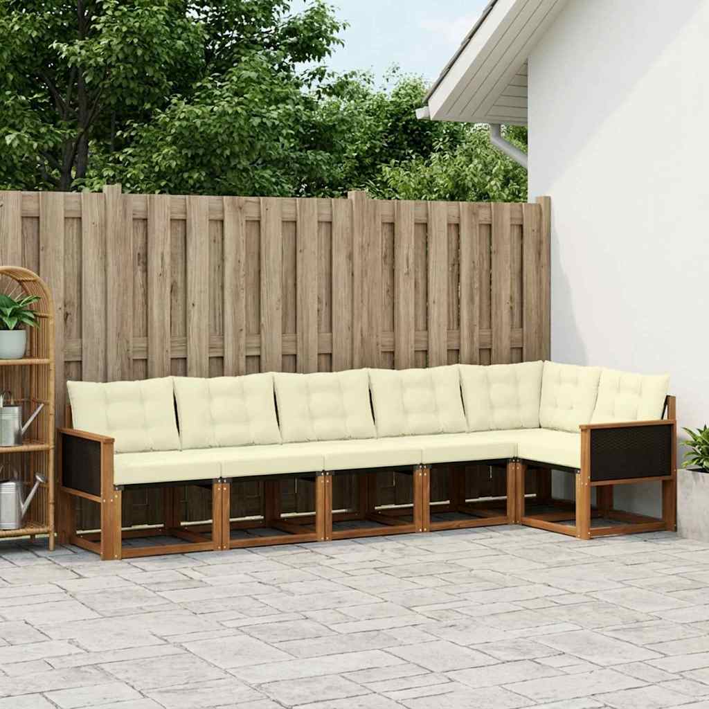 vidaXL Zestaw sof na zewnątrz z poduszką 6 pcs Naturalny i Kremowy