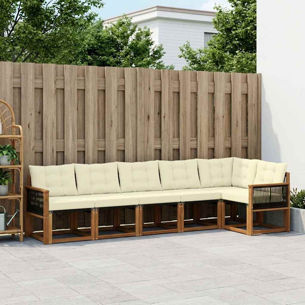 vidaXL Zestaw sof na zewnątrz z poduszką 6 pcs Naturalny i Kremowy