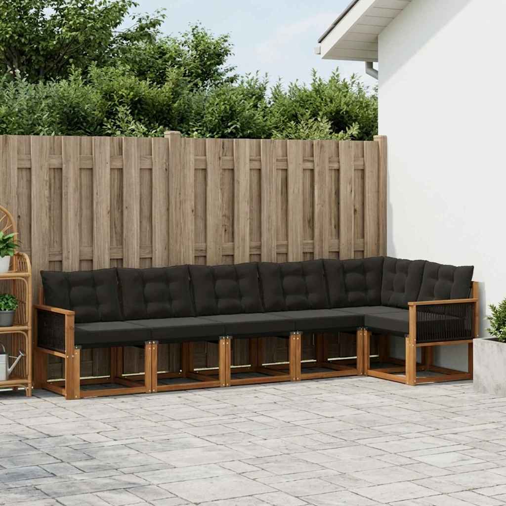 vidaXL Zestaw sof na zewnątrz z poduszką 6 pcs Naturalny i czarny