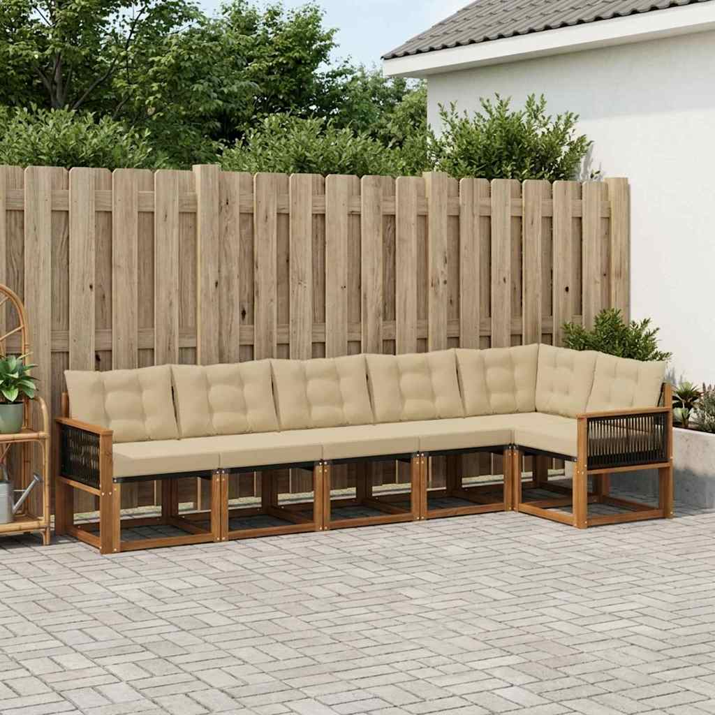 vidaXL Zestaw sof na zewnątrz z poduszką 6 pcs Naturalny i Beżowy