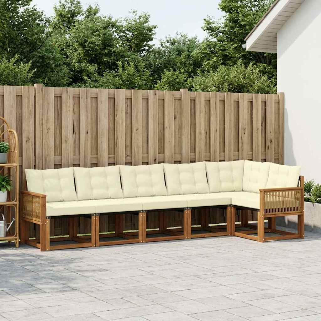vidaXL Zestaw sof na zewnątrz z poduszką 6 pcs Naturalny i Kremowy