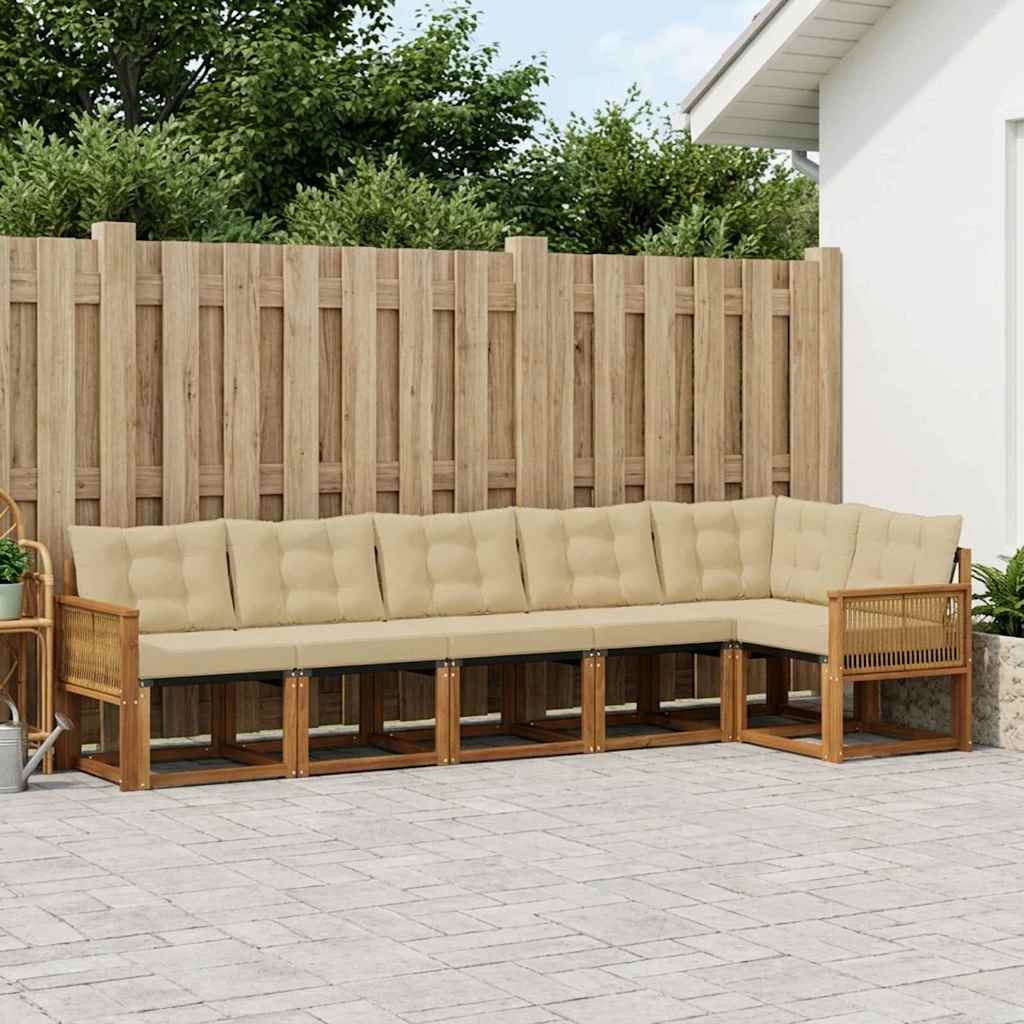 vidaXL Zestaw sof na zewnątrz 6 pcs Naturalny i Beżowy