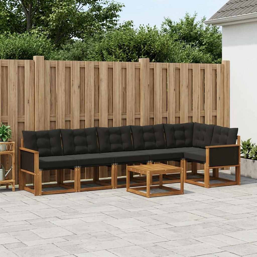 vidaXL Zestaw sof na zewnątrz z poduszką 7 pcs Naturalny i czarny