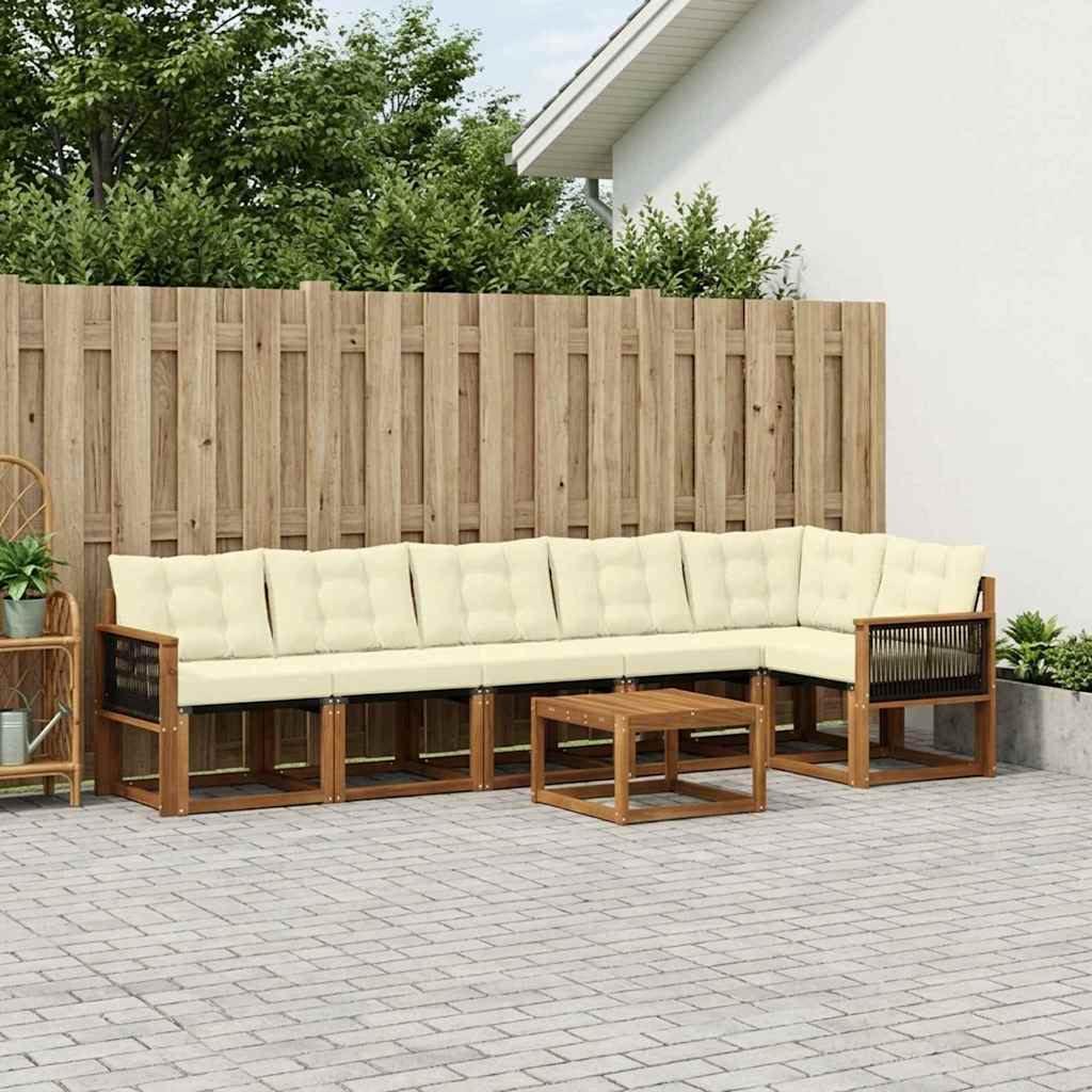 vidaXL Zestaw sof na zewnątrz z poduszką 7 pcs Naturalny i Kremowy