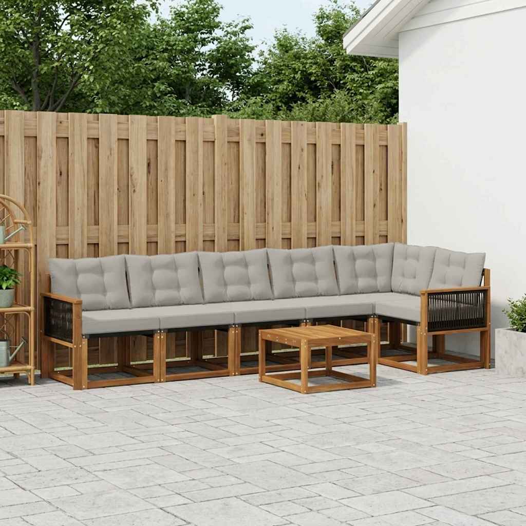 vidaXL Zestaw sof na zewnątrz z poduszką 7 pcs Naturalny i jasnoszary