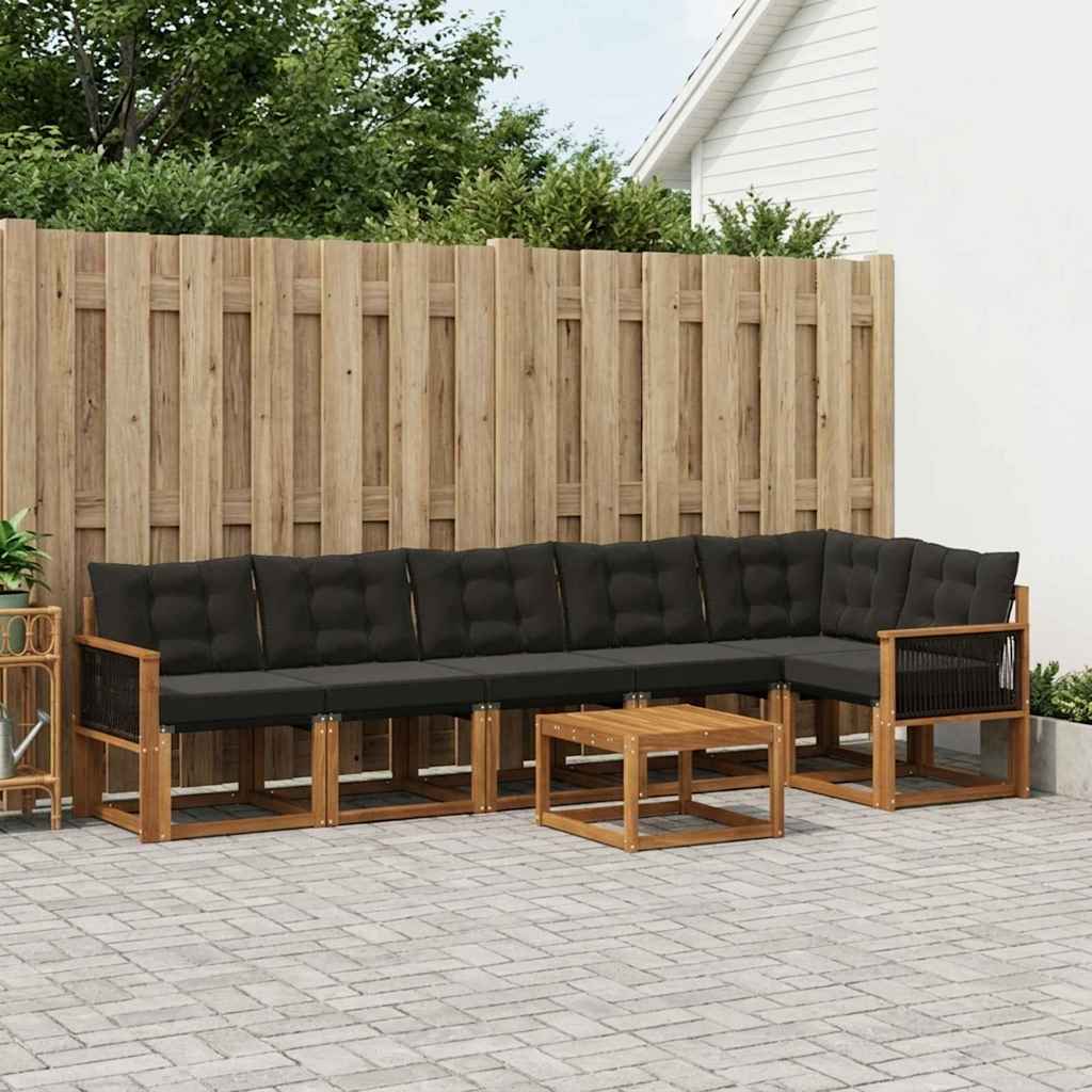 vidaXL Zestaw sof na zewnątrz z poduszką 7 pcs Naturalny i czarny