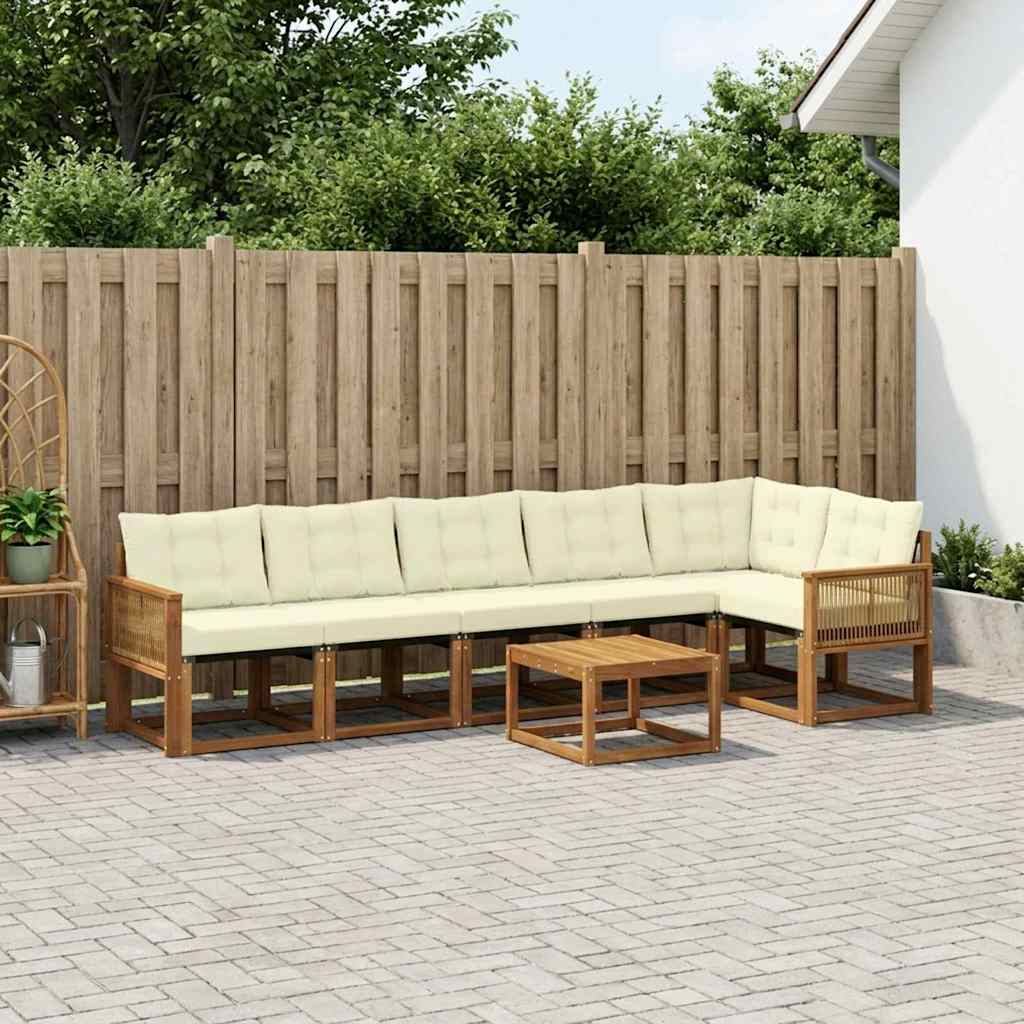 vidaXL Zestaw sof na zewnątrz z poduszką 7 pcs Naturalny i Kremowy