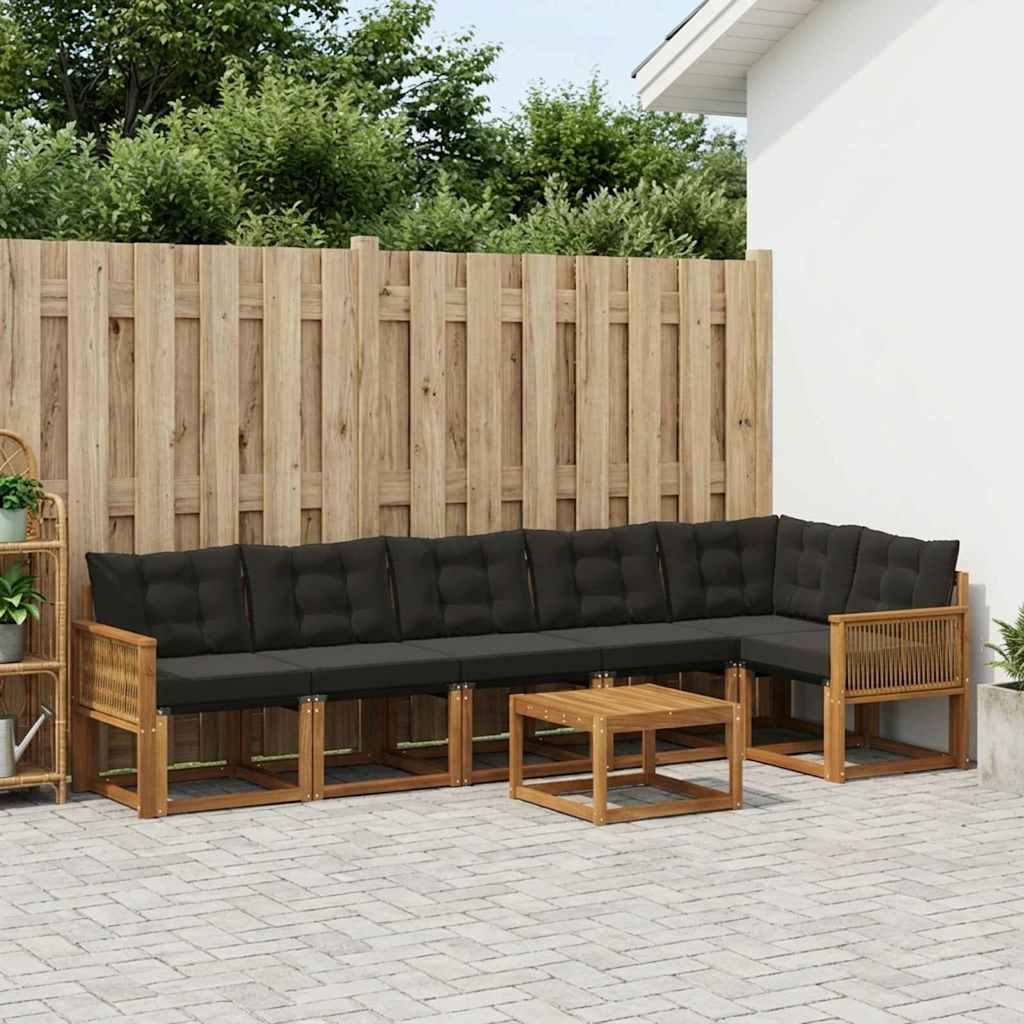vidaXL Zestaw sof na zewnątrz z poduszką 7 pcs Naturalny i czarny