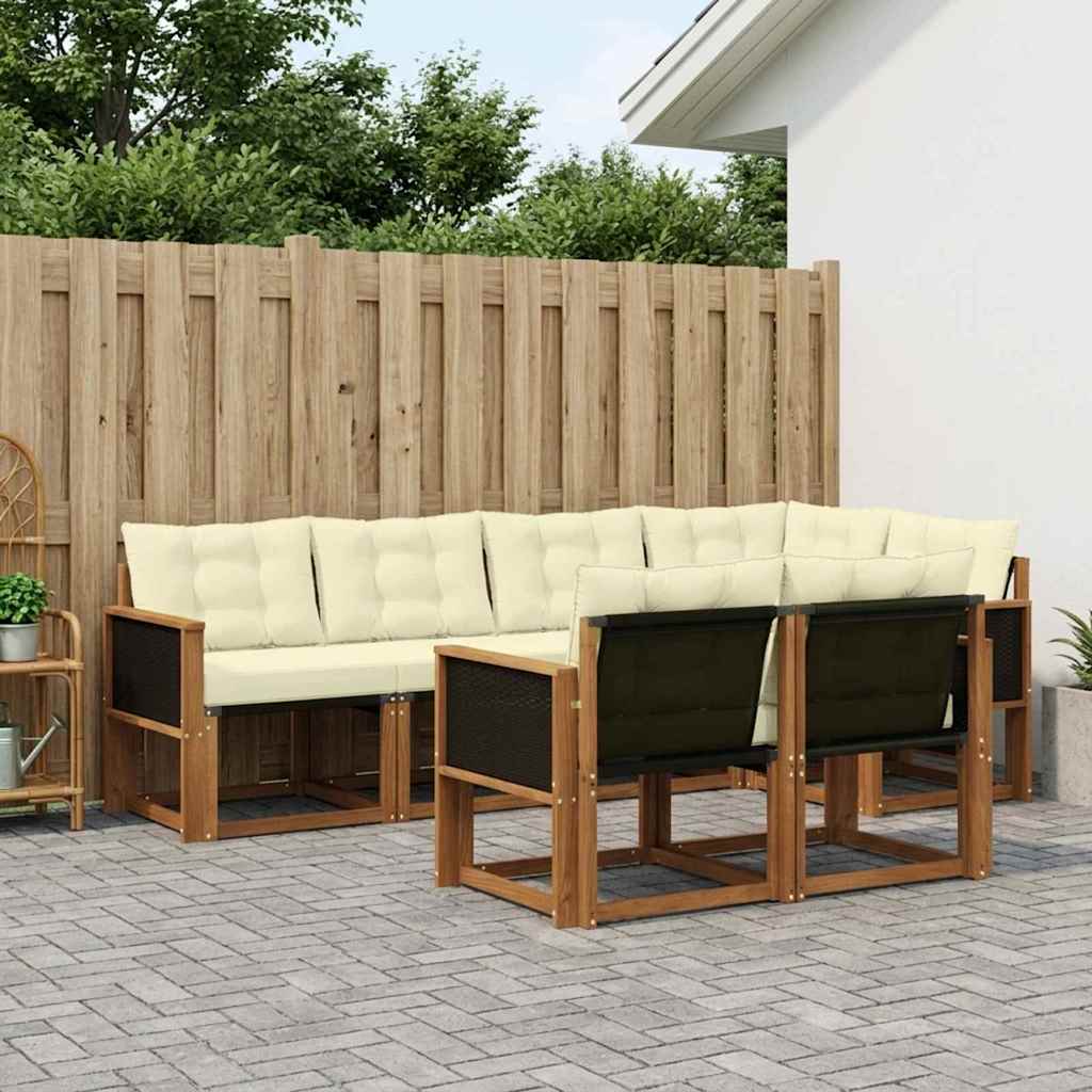 vidaXL Zestaw sof na zewnątrz z poduszką 7 pcs Naturalny i Kremowy