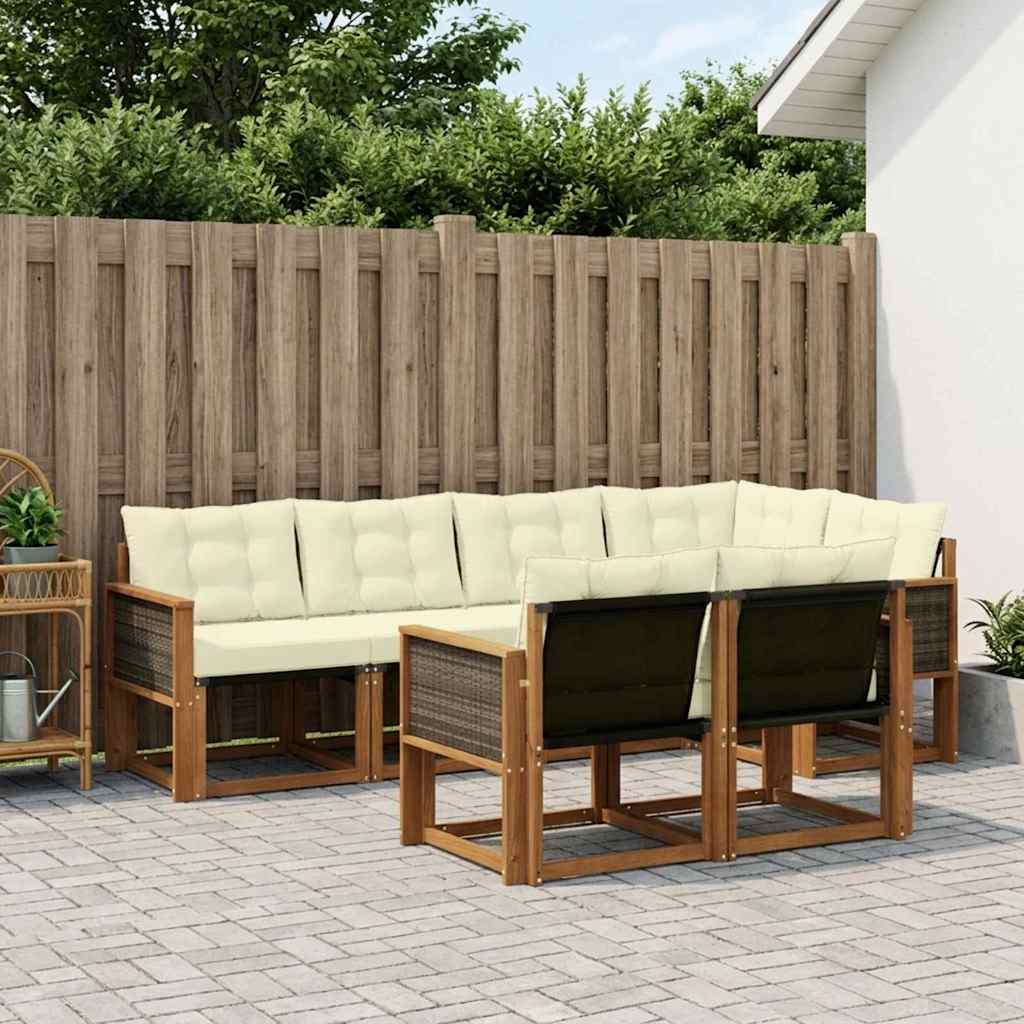 vidaXL Zestaw sof na zewnątrz z poduszką 7 pcs Naturalny i Kremowy