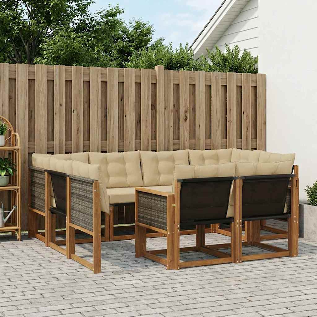 vidaXL Zestaw sof na zewnątrz z poduszką 7 pcs Naturalny i Beżowy