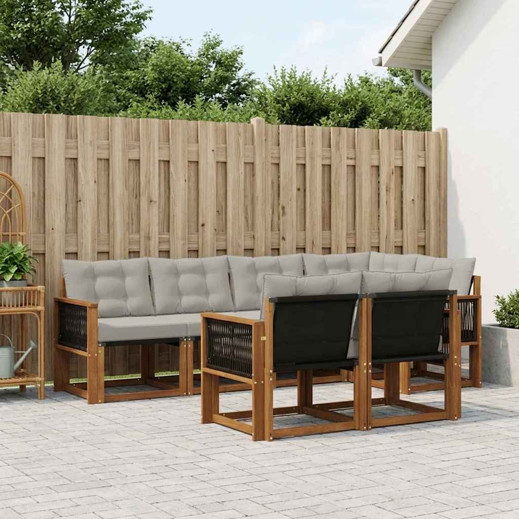 vidaXL Zestaw sof na zewnątrz z poduszką 7 pcs Naturalny i jasnoszary