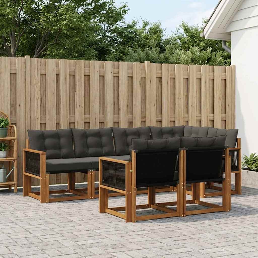 vidaXL Zestaw sof na zewnątrz z poduszką 7 pcs Naturalny i czarny