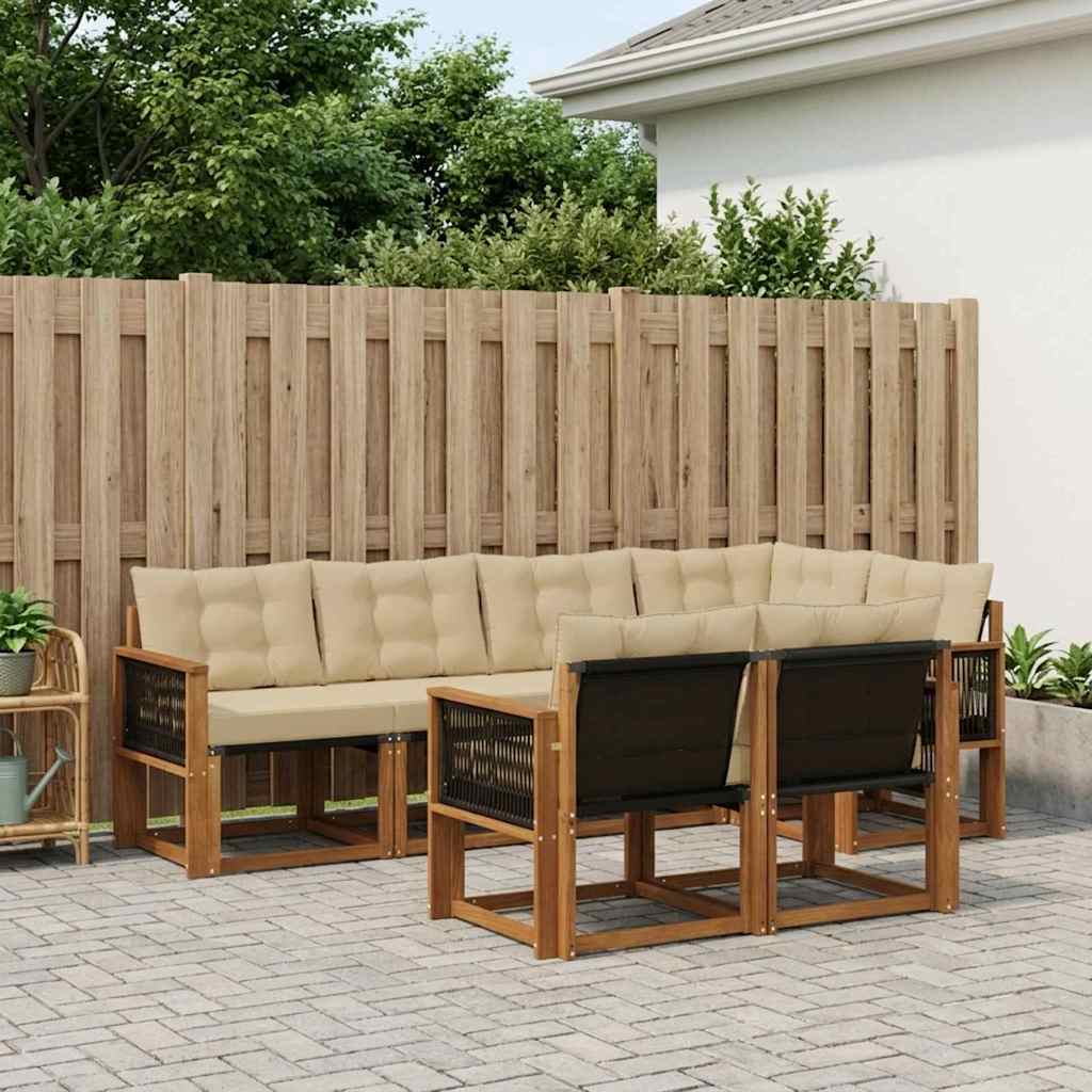 vidaXL Zestaw sof na zewnątrz z poduszką 7 pcs Naturalny i Beżowy