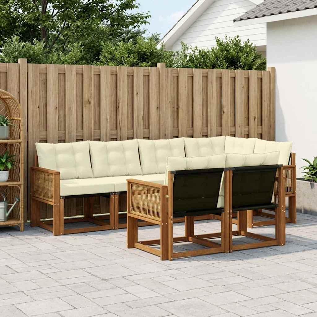 vidaXL Zestaw sof na zewnątrz z poduszką 7 pcs Naturalny i Kremowy