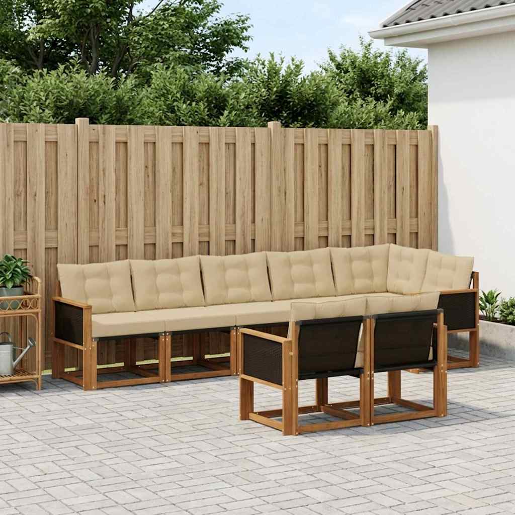 vidaXL Zestaw sof na zewnątrz z poduszką 8 pcs Naturalny i Beżowy