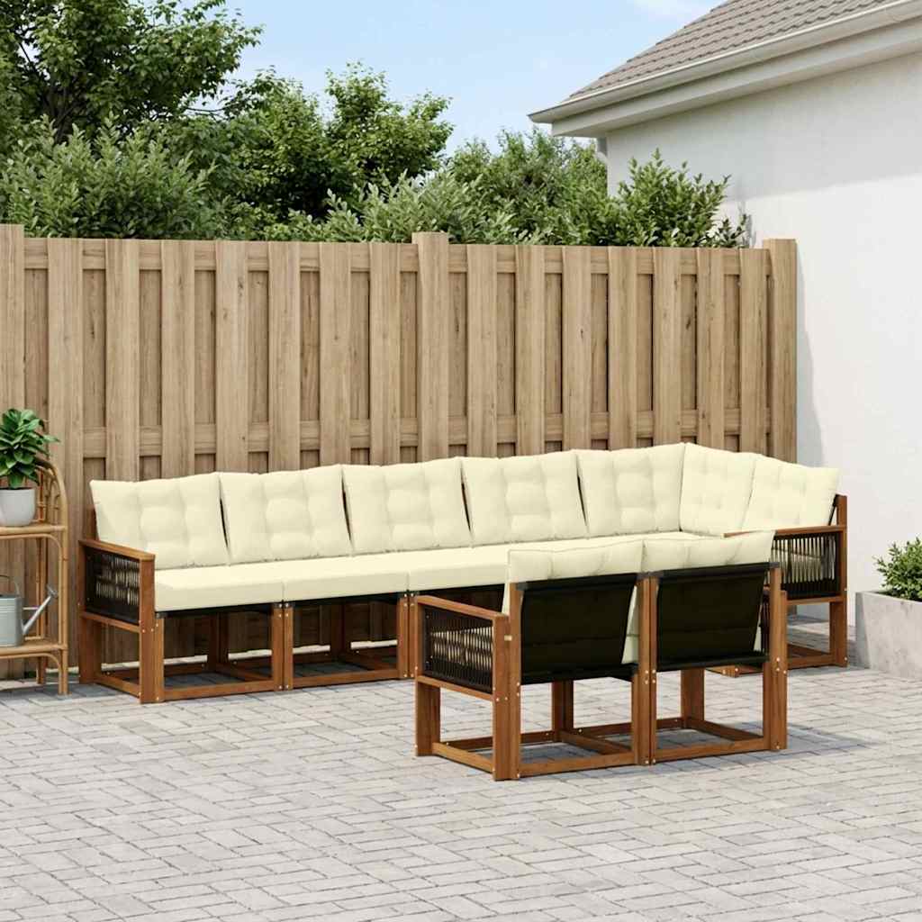 vidaXL Zestaw sof na zewnątrz z poduszką 8 pcs Naturalny i Kremowy
