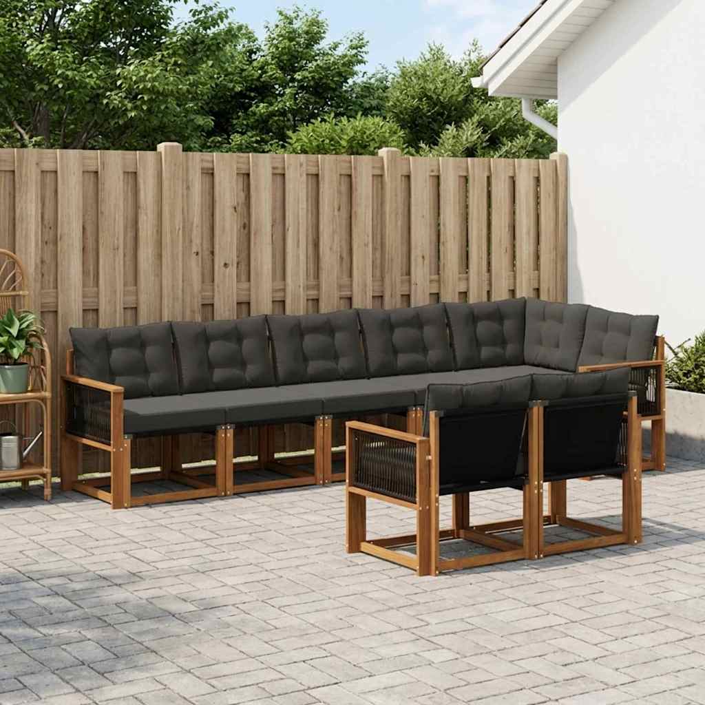 vidaXL Zestaw sof na zewnątrz z poduszką 8 pcs Naturalny i czarny