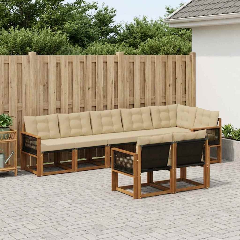 vidaXL Zestaw sof na zewnątrz z poduszką 8 pcs Naturalny i Beżowy