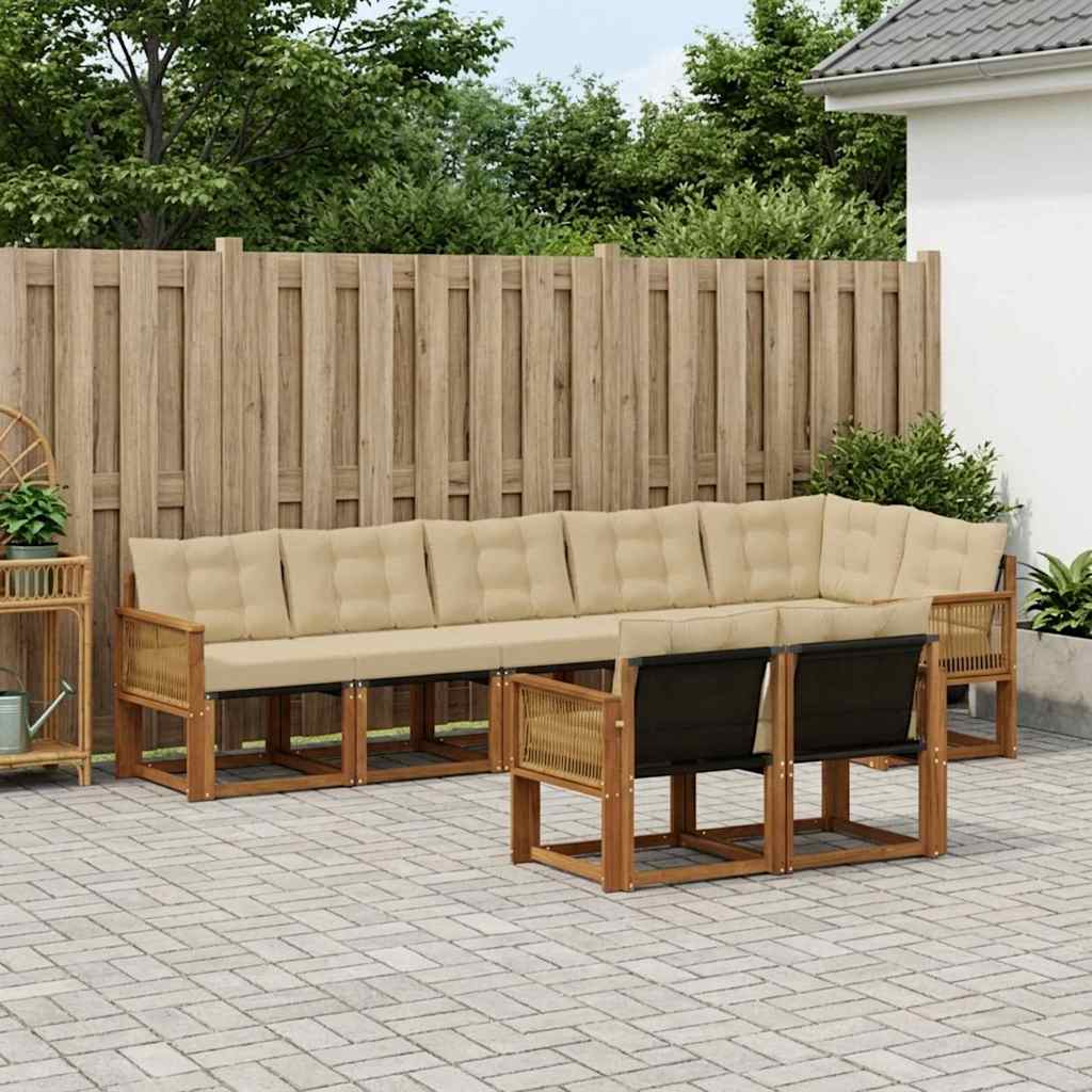 vidaXL Zestaw sof na zewnątrz z poduszką 8 pcs Naturalny i Beżowy