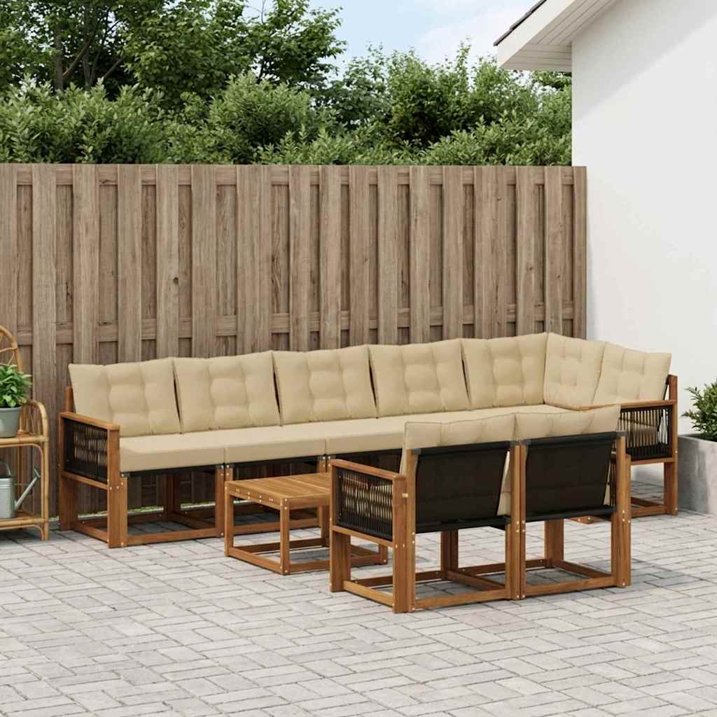 vidaXL Zestaw sof na zewnątrz z poduszką 9 pcs Naturalny i Beżowy