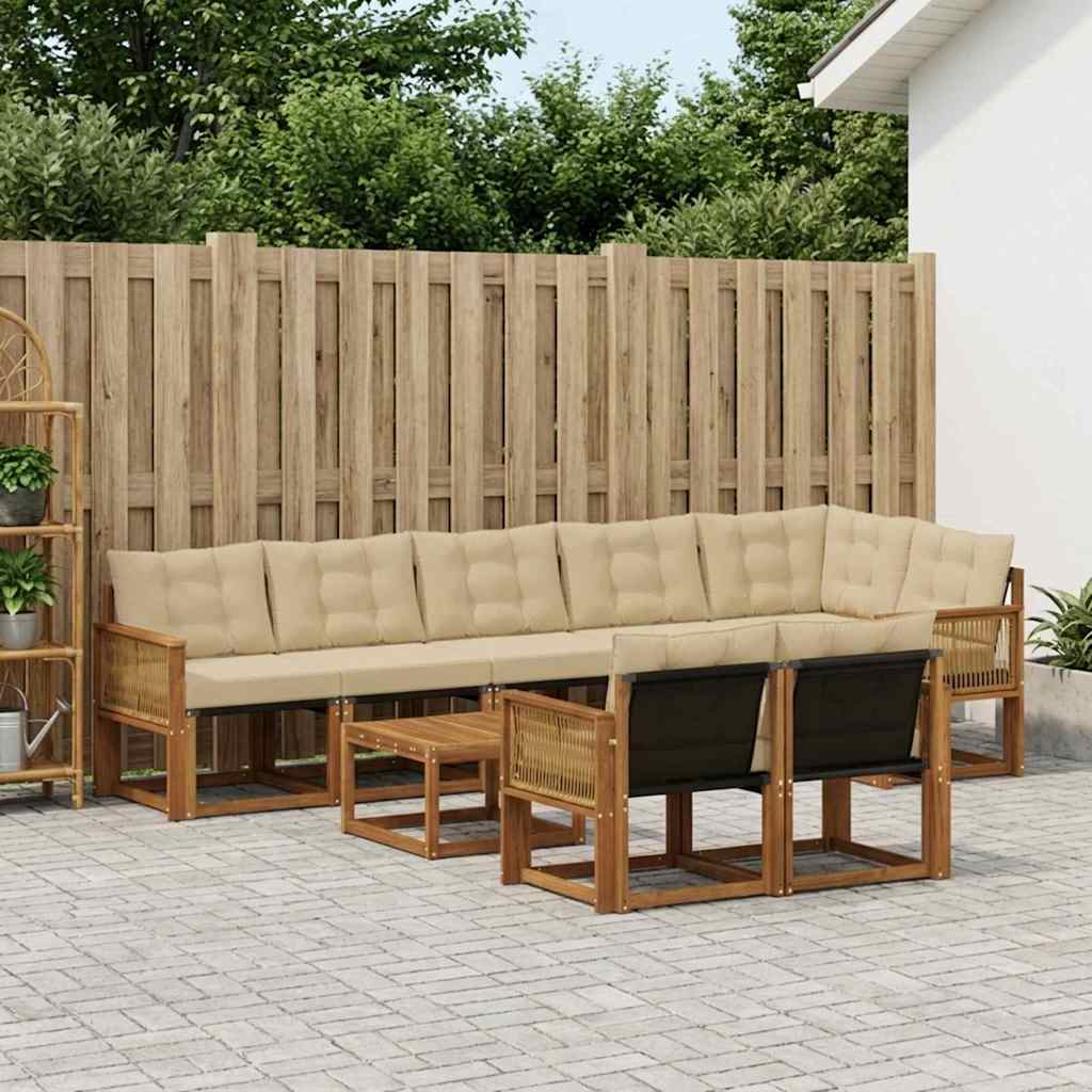 vidaXL Zestaw sof na zewnątrz z poduszką 9 pcs Naturalny i Beżowy