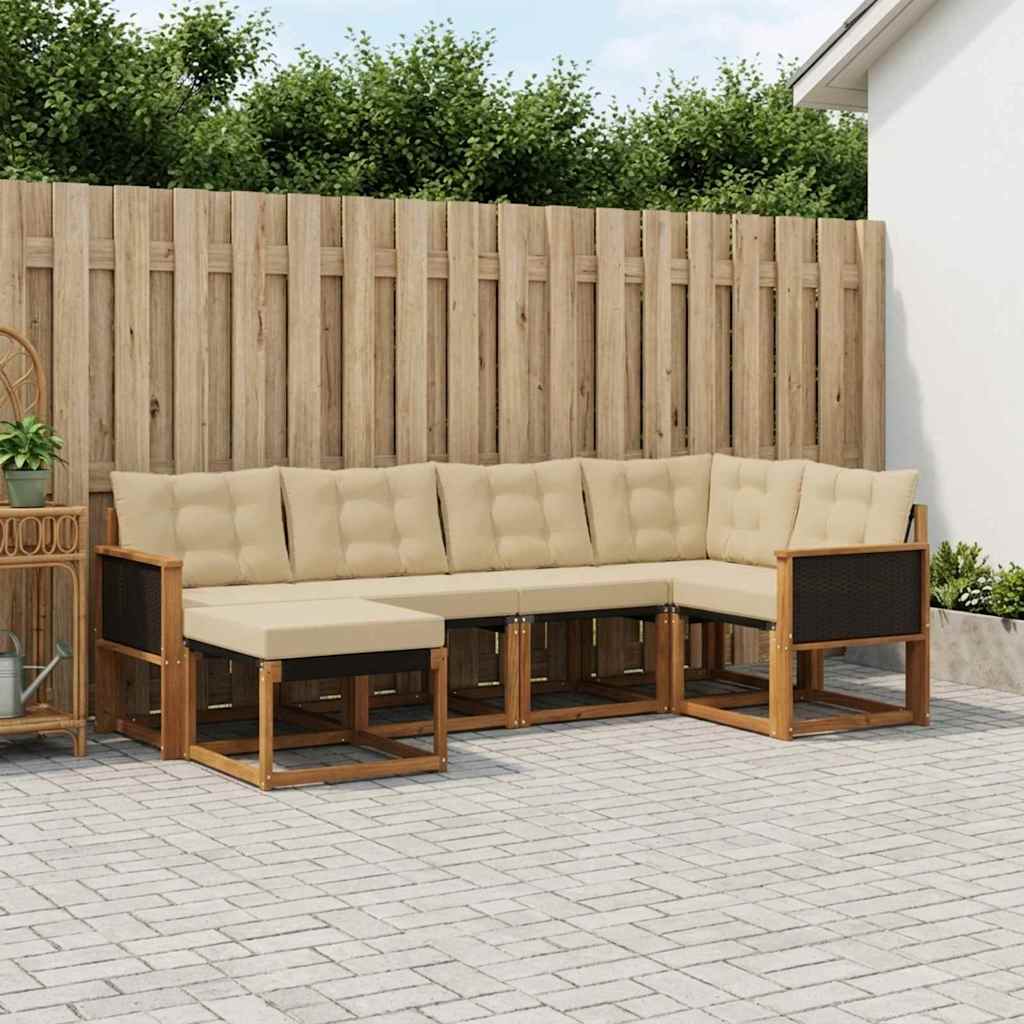 vidaXL Zestaw sof na zewnątrz z poduszką 6 pcs Naturalny i Beżowy