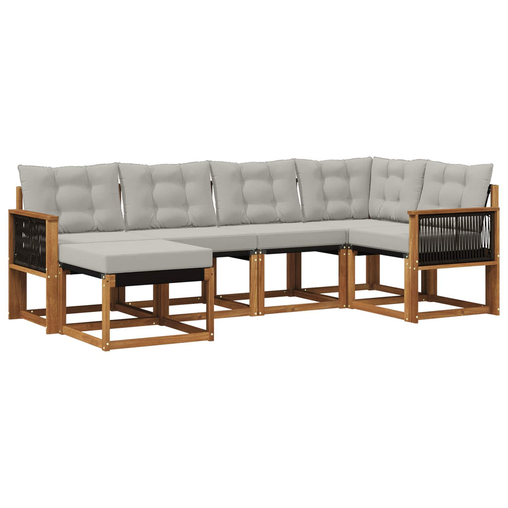 vidaXL Zestaw sof na zewnątrz z poduszką 6 pcs Naturalny i jasnoszary