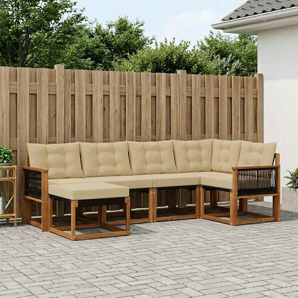 vidaXL Zestaw sof na zewnątrz z poduszką 6 pcs Naturalny i Beżowy