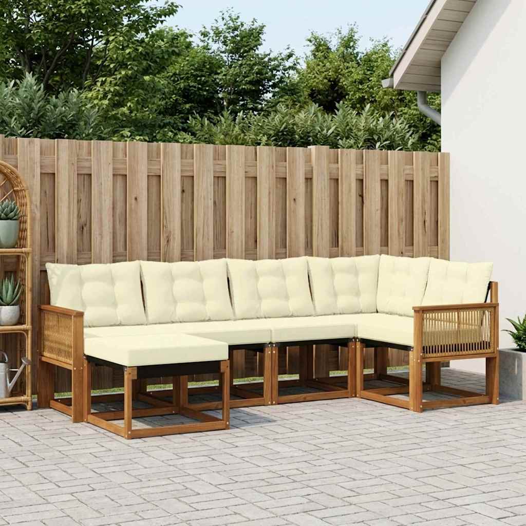 vidaXL Zestaw sof na zewnątrz z poduszką 6 pcs Naturalny i Kremowy