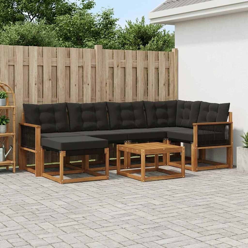 vidaXL Zestaw sof na zewnątrz z poduszką 7 pcs Naturalny i czarny