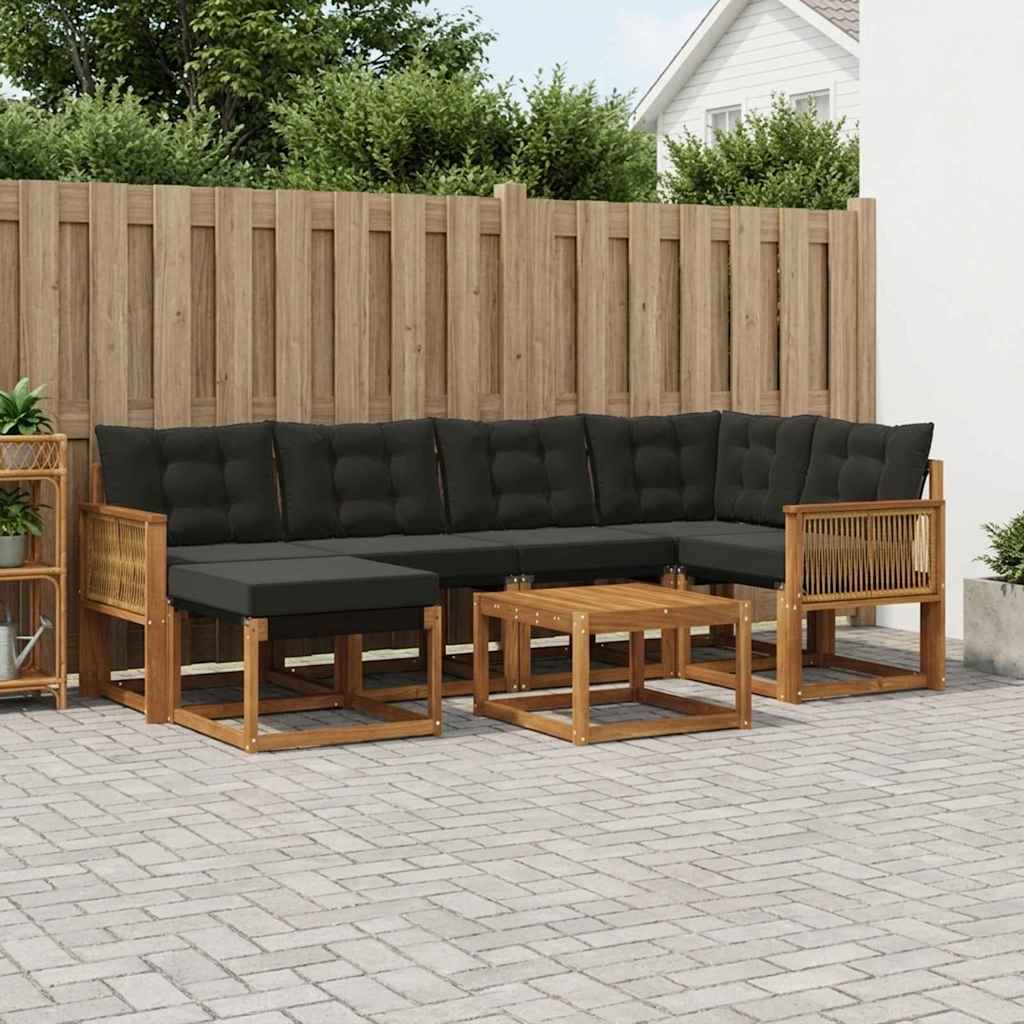 vidaXL Zestaw sof na zewnątrz z poduszką 7 pcs Naturalny i czarny