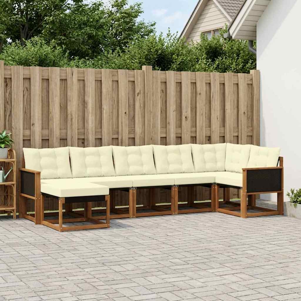vidaXL Zestaw sof na zewnątrz z poduszką 7 pcs Naturalny i Kremowy