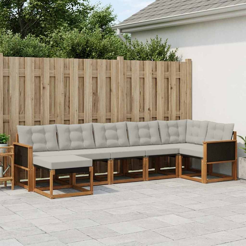 vidaXL Zestaw sof na zewnątrz z poduszką 7 pcs Naturalny i jasnoszary