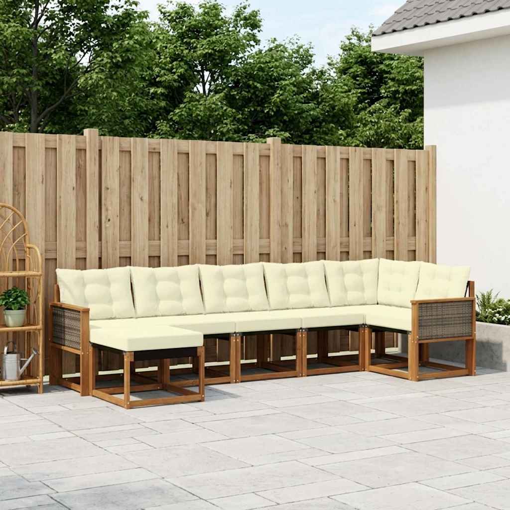 vidaXL Zestaw sof na zewnątrz z poduszką 7 pcs Naturalny i Kremowy