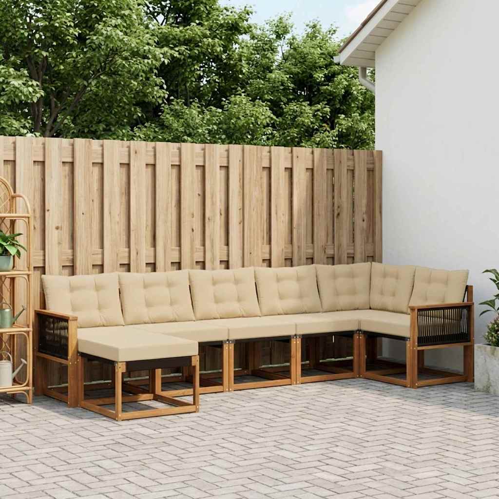vidaXL Zestaw sof na zewnątrz z poduszką 7 pcs Naturalny i Beżowy