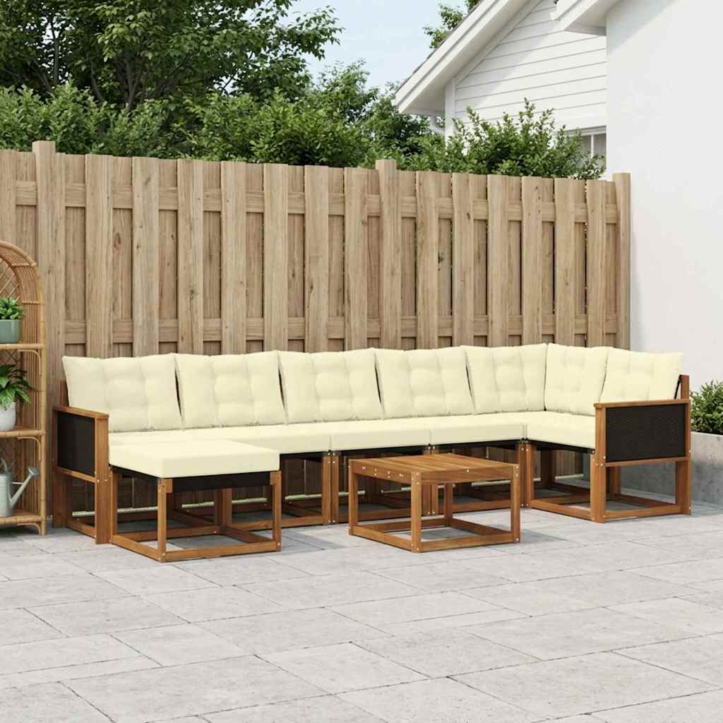 vidaXL Zestaw sof na zewnątrz z poduszką 8 pcs Naturalny i Kremowy