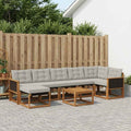 vidaXL Zestaw sof na zewnątrz z poduszką 8 pcs Naturalny i jasnoszary
