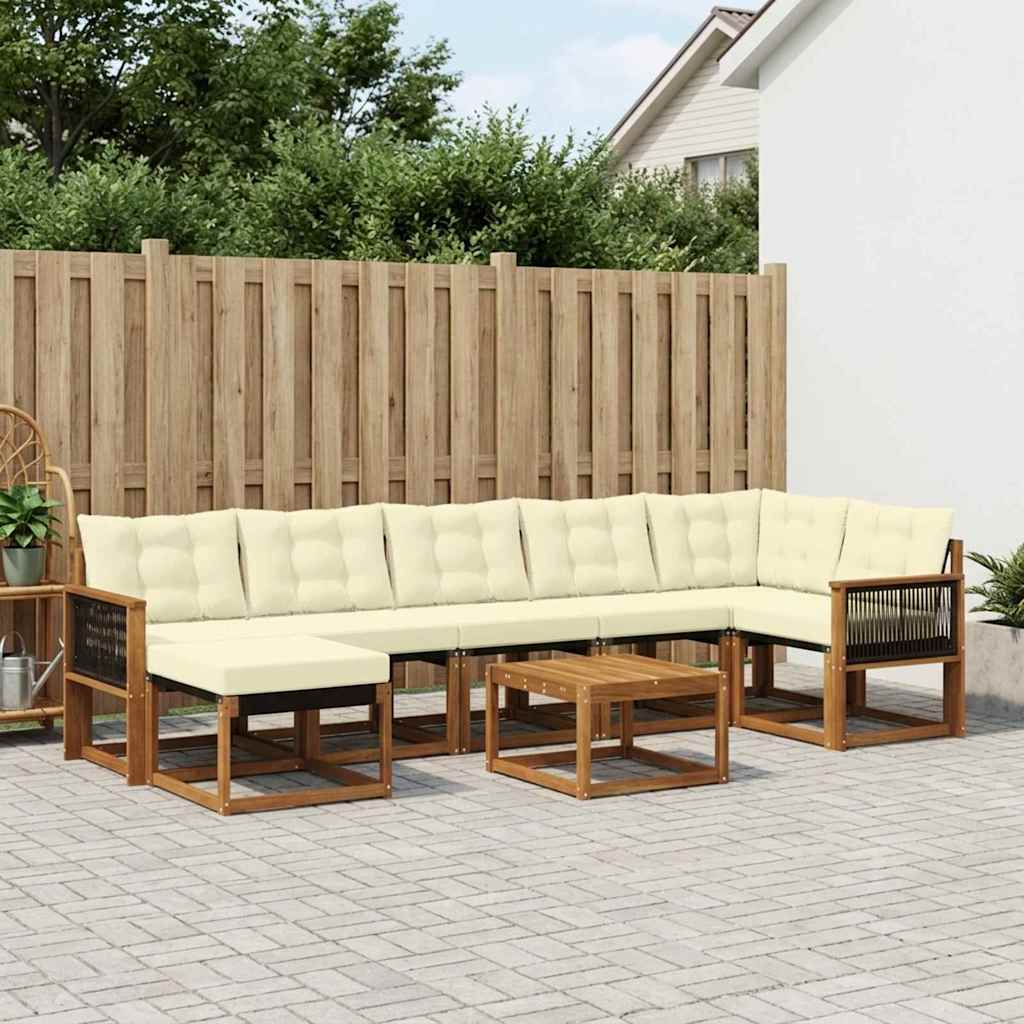 vidaXL Zestaw sof na zewnątrz z poduszką 8 pcs Naturalny i Kremowy